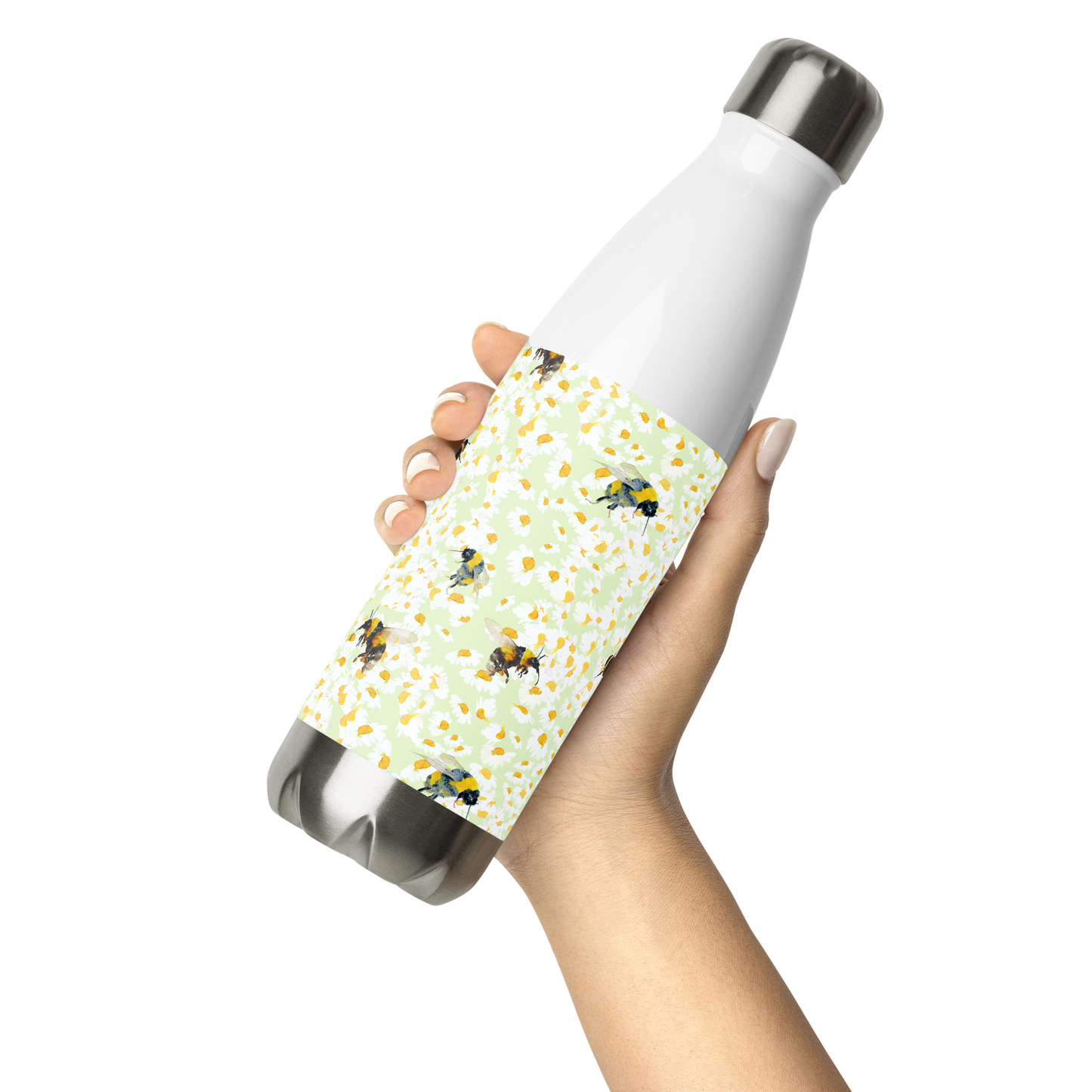 Drinking bottle with Artist Annie Grant Bees and Daisy Pattern