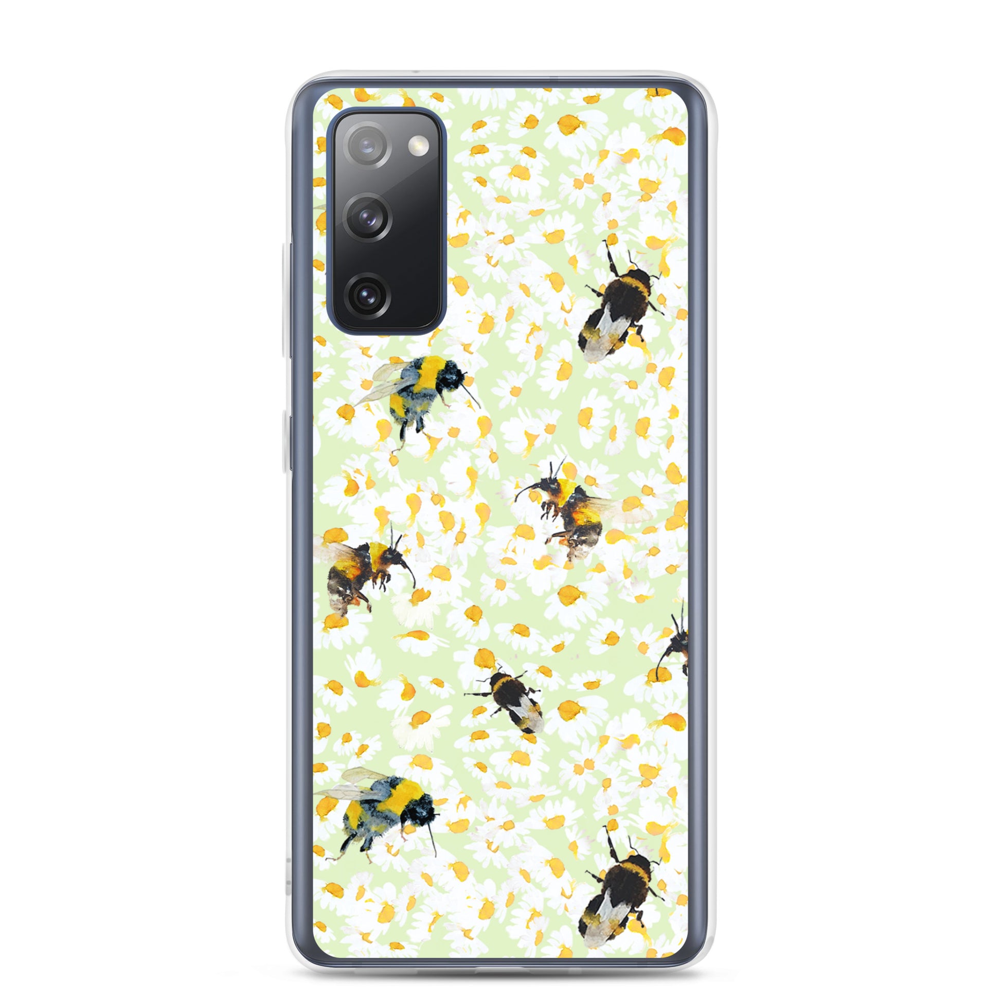 Pattern of gorgeous Bee and Daisies Samsung Case by Artist Annie Grant