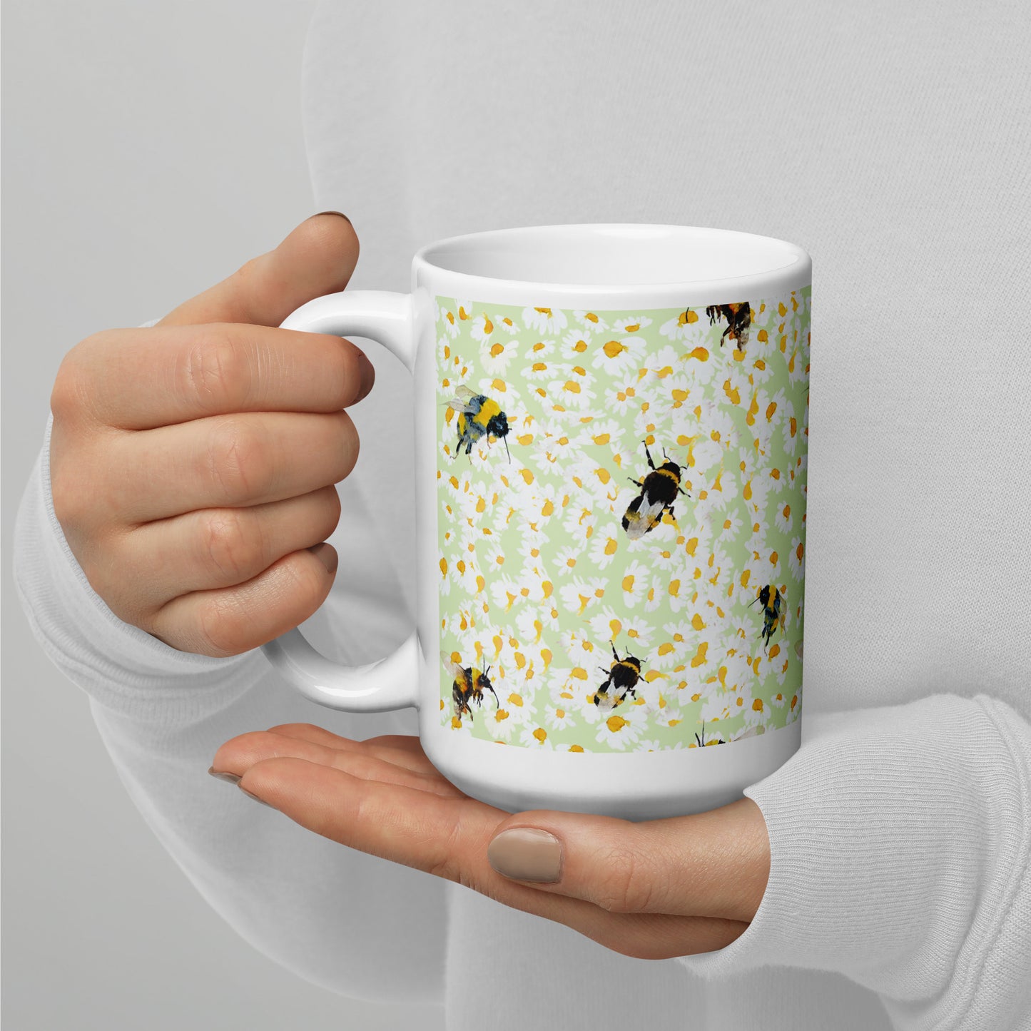 Design Bee and Daisies Mug by Annie Grant